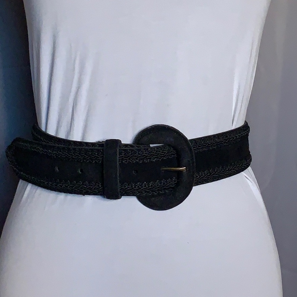 Black Suede and Leather Soutache Belt